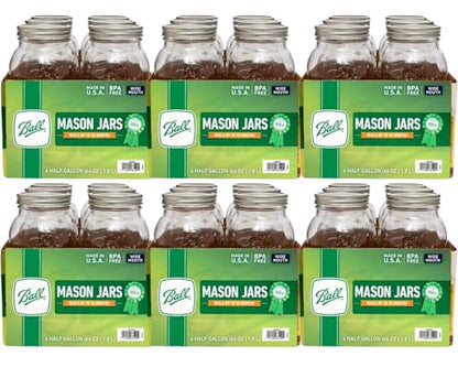 Ball Wide Mouth Glass Mason Jars with Lids and Bands, Used for Canning, Pickling, Juice, Jam, Jelly, Half Gallon Size 64 Ounce (Pack of 36) - size: 64 Ounce (Pack of 36)