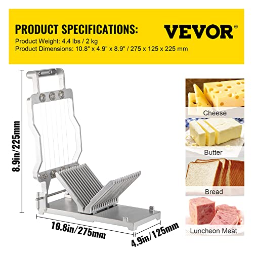 VEVOR Cheese Slicer,Butter Cutter with Wire 1 cm & 2 cm Cheeser Butter Cutting Blade Replaceable Cheese Slicer Wire, Cheese Cutter with 304 Stainless Steel Wire Kitchen Cooking Baking Tool - size: Normal