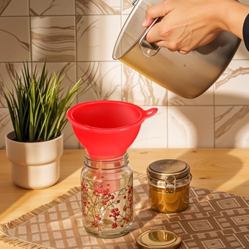 ElevateTech 4Pcs Funnels for Kitchen Use Filling Bottles Silicone Funnel Wide Mouth Funnel Multi Color Flexible Condiment Funnels Kitchen Gadgets Accessories for Filling Water Bottle Liquid Transfer