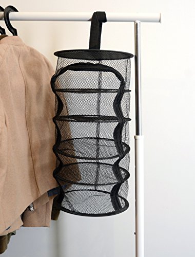 9 Inch 5 Level Micro Hanging Dry Net Indoor/Closet Drying Rack for Herbs, Plants, Organizer, Freshner - Black Mash Screen with Top-to-Bottom Zipper - Apartment Size with Zipped Storage Pouch - size: 5 Level Net