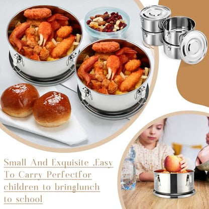 4 Pcs Stainless Steel Bento Box Bulk 101 oz Reusable 304 Stainless Steel Food Storage Containers with Lockable Clips to Leak Proof, Dishwasher Safe - size: 101 oz