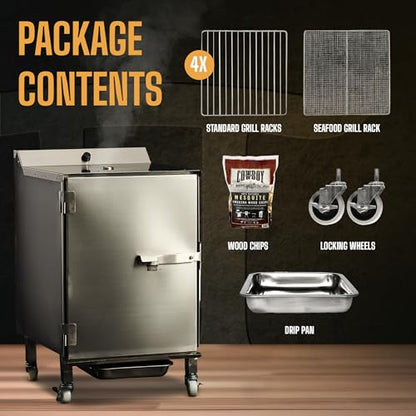 SmokinTex 'The OG' Electric Smoker - Spacious & Insulated Stainless Steel Meat Smoker with 700W Heating, & Temperature Control for BBQ, Jerky, Vegetables - size: 70 lb.