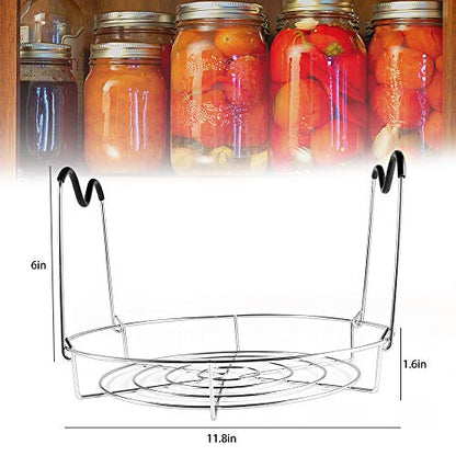 Picowe 11.7inch Canning Rack, Stainless Steel Steamer Canning Jar Rack with Silicone Handle, Canner Rack Canning Supplies Kit for Regular Wide Mouth Mason Jars Ball Jars(1 Pack)