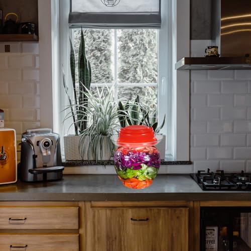 1l Plastic Pickling Jar with Inner and Infrared Sealed Lid, Household Vegetable Fermenting Jar for Kimchi and Sauerkraut Storage