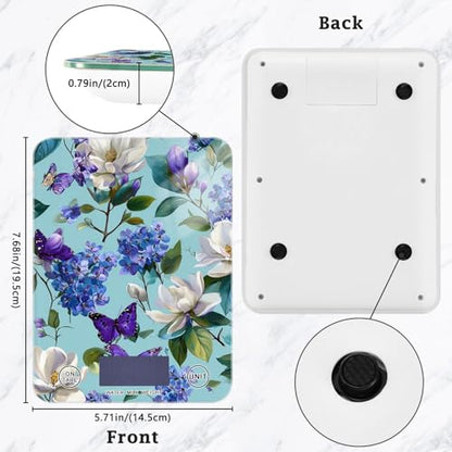 Food Scale Kitchen Scale for Baking Cooking Digital Food Weighing Measuring Scale Small Waterproof Electric Food Scale Elegant Hydrangeas Magnolias Butterflies - color: Elegant Hydrangeas Magnolias Butterflies