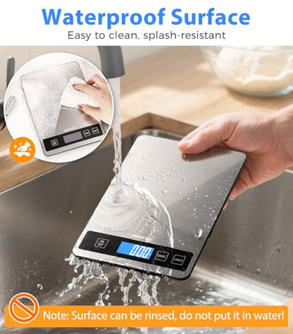 Food Scale - 15kg/33lb Digital Kitchen Scale with Full-View LCD Display, Grams and Ounces, Easy Clean Stainless Steel, 6 Units with Tare Function, Precise for Baking, Cooking & Meal Prep, Black - color: Non-Rechargeable-Black