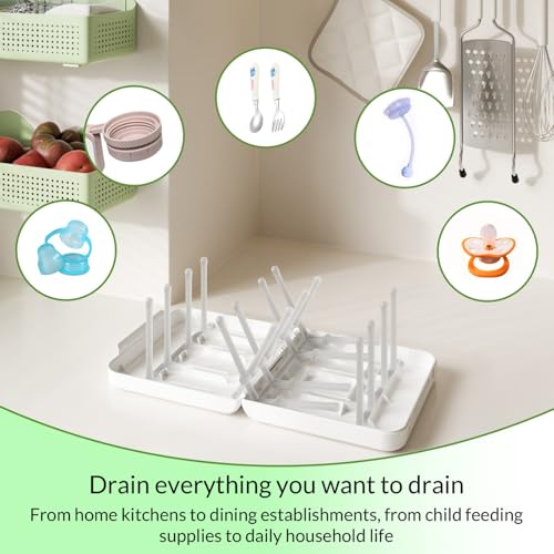 Travel Bottle Drying Rack Space Saving,Foldable Bottle Drying Rack with 16 Ribs,Portable Baby Bottle Drying Rack for Bottles,Breast Pumps and Other Feeding Accessories,Widely Used Daily Basis - color: Snow White