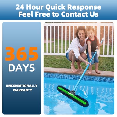 KGC 20" Wide Pool Brush Head, Heavy Duty Pool Scrub Brush with 12-Rows Soft Bristles, Inground/Above Ground Pool with Curved Ends, Clean Pool Wall, Floor, Step, Corner Faster, Safe for Vinyl Liner - size: 20 INCH