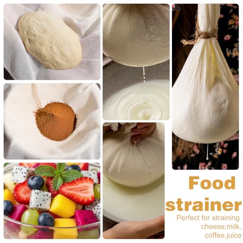 48 Pcs 20 x 20 Inches Cheese Cloths Bulk, Grade 100 Hemmed Cheesecloth for Straining, Unbleached Cotton Muslin Cloth Reusable for Cooking Baking Juicing Cheese Making