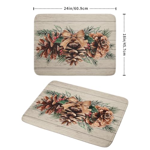 Winter Pine Cone Dish Drying Mat Holly Berries Dish Draining Mat Microfiber Washable Dish Drainer Rack Mat for Home Kitchen Counter 18"x24" - color: Winter Pine Cone, size: 18" x 18"