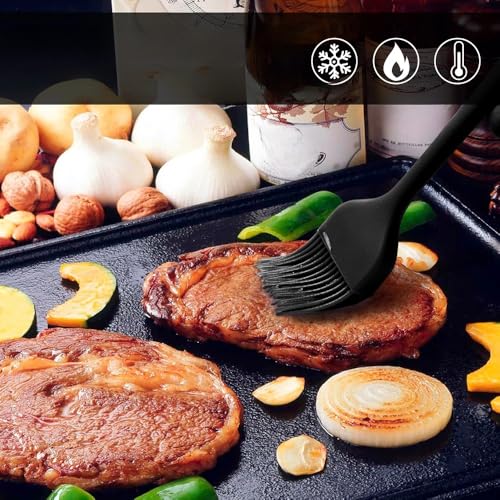 10-Inch Silicone Basting Brush, Heat-Resistant Pastry Brush for Spreading Oil, Butter, Sauce, and Marinades – Ideal for BBQ, Baking, and Cooking, Dishwasher Safe - color: Black