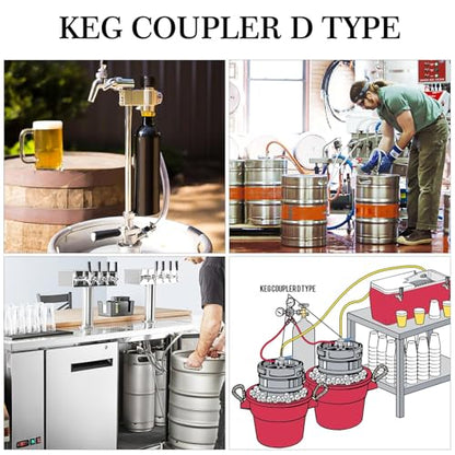Keg Coupler 304 Stainless Steel Probe Sankey Keg Coupler D System Keg Tap for Kegerator 5/16 Barbs G5/8 Nuts US Sanke D Beer Coupler Beer Keg Coupler D Coupler Keg Tap for Beer - size: D System