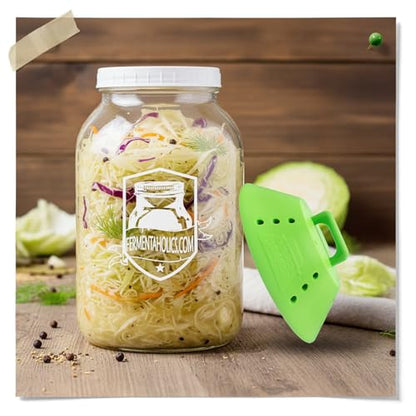 Fermentaholics KrautKeeper™ Silicone Fermentation Weight – Keeps Veggies Submerged in ½-Gallon & 1-Gallon Jars, Fits 6.3" Diameter, Reusable. For Fermented Foods, Sauerkraut, Kimchi, Pickles & More