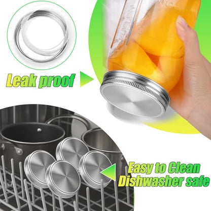 Palksky Mason Jar Lids Stainless Steel for Regular Mouth Mason Jar Lids, 4Pcs Rustproof Mason Jar Caps/Tops - Leakproof & Dishwasher Safe - style: Regular Mouth Stainless Steel Mason Jar Lids 4 PCS