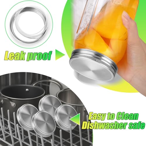 Palksky Mason Jar Lids Stainless Steel for Wide Mouth Mason Jar Lids, 4Pcs Rustproof Mason Jar Caps/Tops - Leakproof & Dishwasher Safe - style: Wide Mouth Stainless Steel Mason Jar Lids 4 PCS