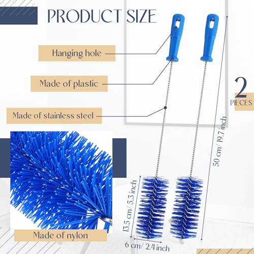 Baderke 2 Pieces Drain Brush Pipe Cleaning Tube Brushes 19.7 Inch Plastic Shower Pipe Flexible Cleaning Tool(Blue,19.7 x 2.4 Inch) - color: Blue, size: 19.7 x 2.4 Inch