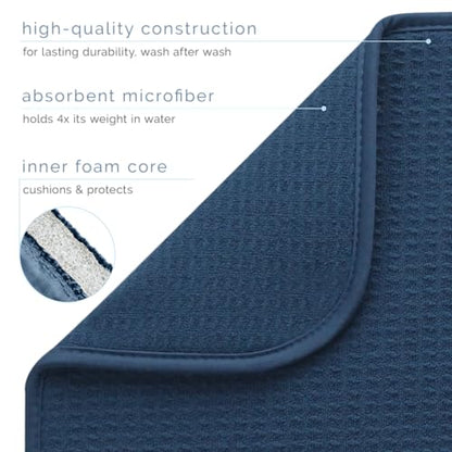 S&T INC. Dish Drying Mat XL, 18” x 24”, Absorbent Microfiber Kitchen Counter Mat, Dish Drying Pad for Dishes, Utensils, Pots and Pans, Extra Large, Navy - size: 18" x 24"