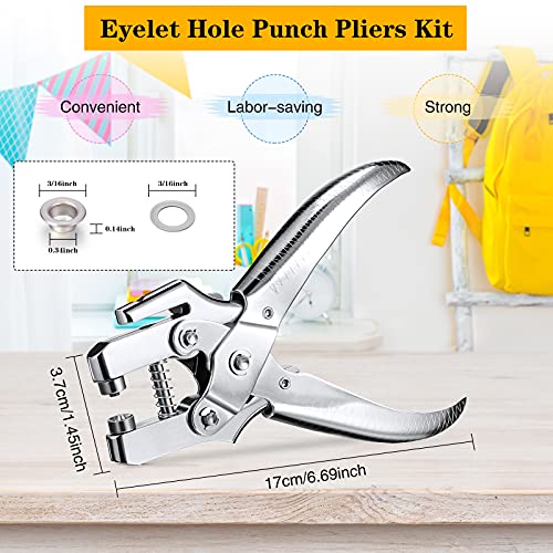 Honoson 3/16 Inch Grommet Tool Kit Eyelet Plier Set Hole Punch Grommet Hand Press Pliers with 200 Pieces of Eyelets for Shoes Clothes Bags(Gold, Silver, Grey, Copper) - color: Gold, Silver, Grey, Copper, size: 3/16 Inch