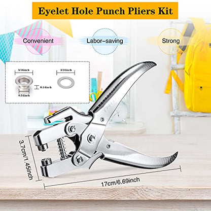 Honoson 3/16 Inch Grommet Tool Kit Eyelet Plier Set Hole Punch Grommet Hand Press Pliers with 200 Pieces of Eyelets for Shoes Clothes Bags(Gold, Silver, Grey, Copper) - color: Gold, Silver, Grey, Copper, size: 3/16 Inch