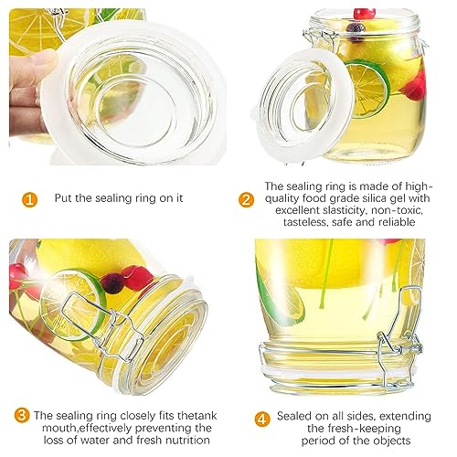 8pcs 3.75" Silicone Jar Gaskets Silicone Gasket, Rubber Seals For Glass Jars, Leak Proof Jar Seal Accessories, Suitable For Mason Jars Lids - color: White