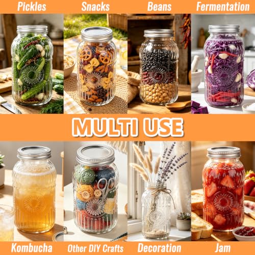 64 oz Wide Mouth Glass Mason Jar Half Gallon 1 Pack with Airtight Lids | Large Canning Jar with Airtight Lid for Fermenting, Pickling, Storing Food, Meal Prep, Salad & DIY Crafts - color: 64fl.oz 1pack