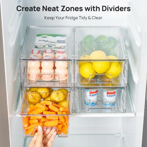 Vtopmart 8 Pack Clear Stackable Storage Drawers, Pull-Out Organizers, 4 Tall and 4 Small for Under Sink, Pantry, Bathroom, Closet and Kitchen Cabinets - style: 4 Large+4 Small