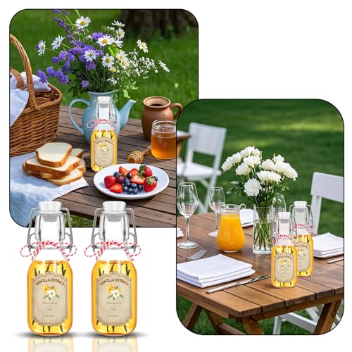 20 pack 4 oz vanilla extract bottles swing top glass bottles with lids homemade vanilla small flip top jars with airtight circle clear - color: 20PC-4OZ-Circle