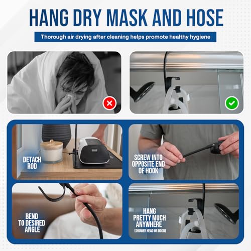 CPAP Cleaning Kit for Hose and Mask, CPAP Hose Cleaning Brush, Collapsible Wash Basin, Hose Hanger, Compatible with Standard and Slimline CPAP Tubing (Hanging Dry Kit)