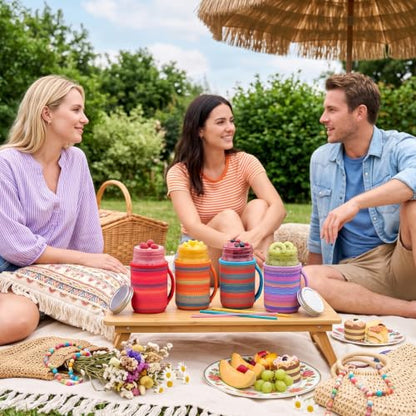 KJQJLY 4 Pcs Mason Jars Sleeves Neoprene 16oz and 24oz 32oz Regular and Wide Mouth Mason Jar Sleeves Holder with Handle (Desert Sunset, 32 OZ) - color: Desert Sunset, size: 32 OZ