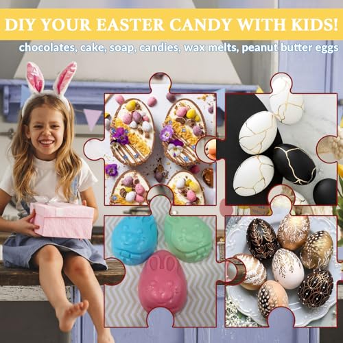 Egg Shape Silicone Molds 3.5 Inch, 2-Pack Chocolate Baking Holiday Easter Mould, Non-Stick BPA Free, Kid-Friendly Soap Mold Rabbit & Floral Designs, Blue & Pink - style: Easter Egg - 2PCS