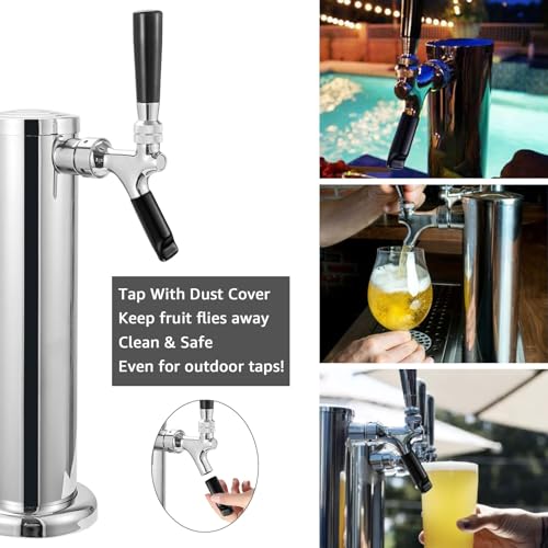 Kegerator Tower Single Faucet Beer Tower Beer Tap Beer Facet Tower Beer Tap Dispenser Stainless Steel Tower Brass Faucet Stainless Core Beer Tap Preassembled Line Keg Tower 3" Kegerator Tower for beer - size: Single Tap-Brass Faucets