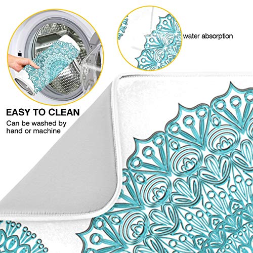 Super Absorbent Dish Drying Mat, Microfiber Fast-Drying Dish Mat, 24" x 18", Kitchen Dish Drying Pad, Boho Ethnic Turquoise Mandala - color: Turquoise Mandala, size: 18" x 24"