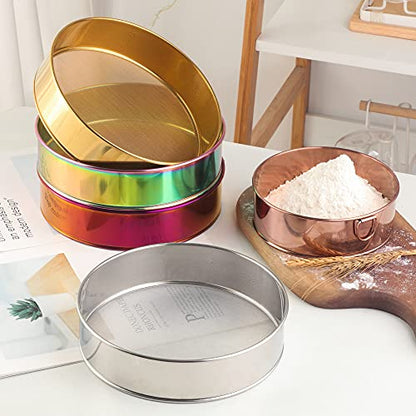18/10 Stainless Steel Flour Sifter, Kitchen Cake Flour Fine 80 Mesh Strainers Sieve for Baking Cake Bread - color: Silver