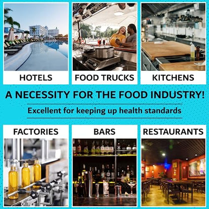 Chlorine Test Strips for Restaurants and Food Services, 1 x Vial of 100 Sanitizer Test Strips for Kitchens, 0-200 ppm Testing Kit for Sanitizing Solution, Precise Bleach Testing Kit by FryOilSaver Co.