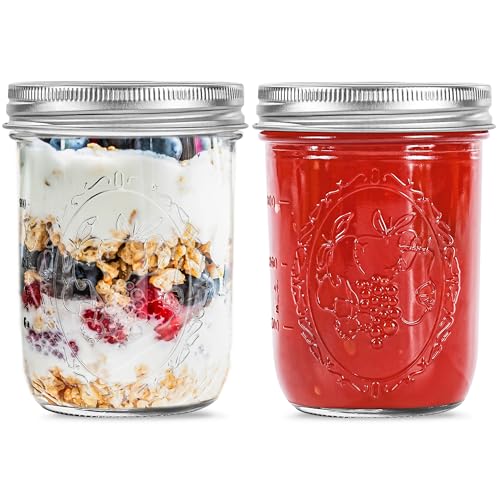 Miuyhji Wide Mouth Mason Jars 16 oz with Lids [2 Pack], Canning Jars with Metal Airtight Lids and Bands, 16 oz Glass Jars for Fermenting, Pickling, Freezing, Preserving, Meal Prep, Jar Décor - size: 16 oz-2Pcs (Clear)