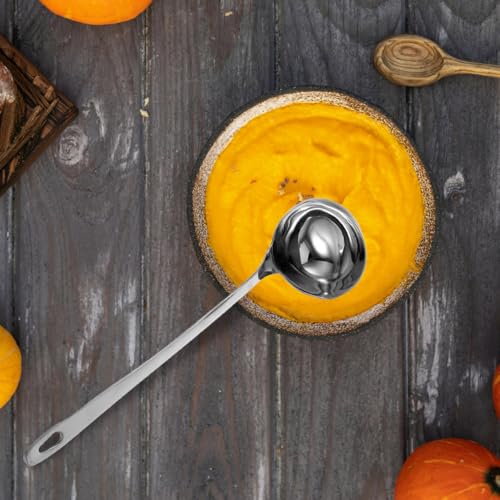 PRETYZOOM Stainless Steel Soup Ladle with Double Pouring Spouts and Long Handle - 10.6 Inch Ladle with Pouring Lip for Easy Serving and Canning in Kitchen