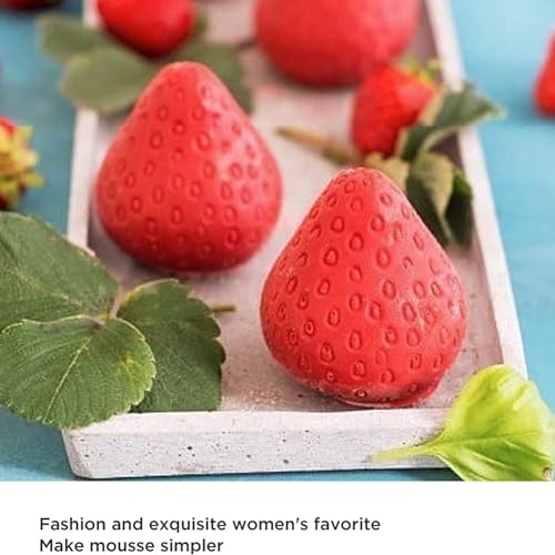 OCPO KITCHEN Strawberry Silicone Mold for Baking Mousse Cake, Fruit French Dessert, Pastry, Chocolate, Ice Cream Mould, Cake Decoration Mold, 3D Strawberry Shape (8-Cavity) - style: Strawberry (8-Cavity)
