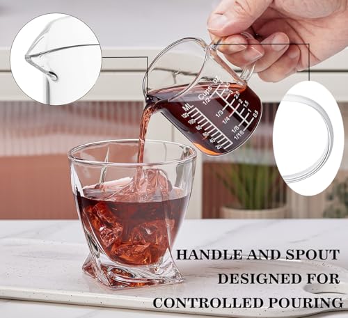 Ackers Etching Scale Measuring Glass -[Insulated handle | V-Shaped Spout]-Made of High Borosilicate Glass Measuring for Kitchen or Restaurant, Easy to Read, 120 ML (4 Oz) - size: 120 ML (4 Oz, 1/2 Cup) - Etching Scale