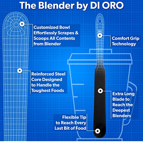 DI ORO Silicone Blender & Jar Spatulas - Heat Resistant Kitchen Utensil Set for Cooking, Mixing, Baking, & Scraping (2pc, Black) - color: Black