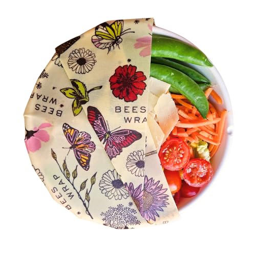 Bee's Wrap Beeswax Wraps for Food - Assorted 5 Pack of Beeswax Wraps - 2 Large & 3 Medium Wrap - Plastic Free Made in USA Reusable Natural Food Wrap - Meadow Magic Print - style: Meadow Magic (Beeswax) 5 Pack