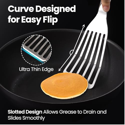 Gourmet Easy Fish Spatula Set, Ultra-Thin Edge for Easy Turning & Flipping | Stainless Steel, Kids Friendly, Ergonomic Non-Slip Grip for Secure Control, Versatile Use, Dishwasher Safe, 5-Year Warranty - color: Original