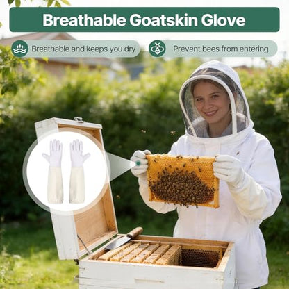 Bee Suit, Full Body Beekeeping Suit with Veil Hood (5'11''-6'3'') | Professional Beekeeping Outfit, Includes Gloves, for Beekeepers and Beginners - size: XL for 5'11''-6'3''