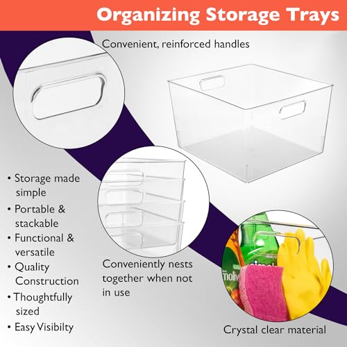 ClearSpace Clear Plastic Storage Bins – XL 8 Pack Perfect Kitchen or Pantry Organization Fridge Organizer and Storage Bins, Cabinet Organizers - size: 8 Pack