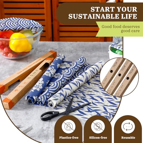 3 Rolls Reusable Beeswax Wraps for Food 13 x 40 Inches Bees Wax Wraps Reusable Food Storage Wrap Beeswax Paper Roll for Bread Sandwich Cheese Fruit Snacks(Vivid) - style: Pattern