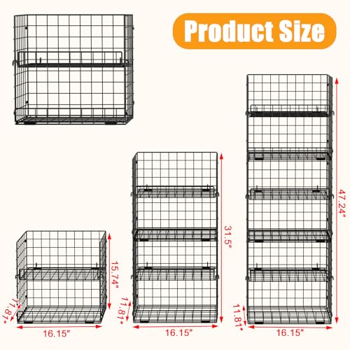 JKsmart 6-Tier Stackable Wire Basket, Can Organizer for Pantry Kitchen, XXL Metal Storage Shelves with Dividers & Handles, Easy Assembly Space Saving Storage Bins for Snacks Fruits Veggies - size: 6 Tier XXL