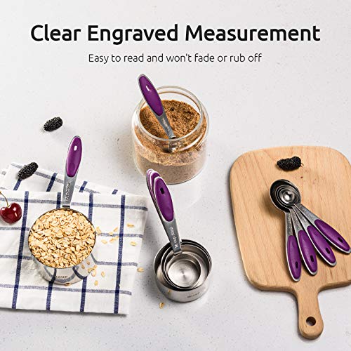 U-Taste 10 Piece Measuring Cups and Spoons Set in 18/8 Stainless Steel (Purple) - color: Purple