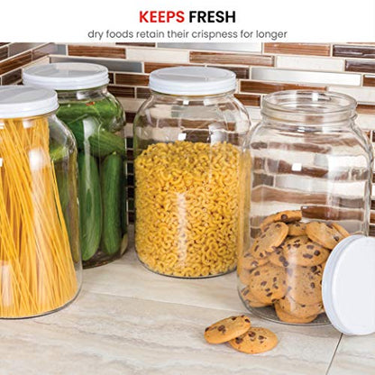 1 Gallon Glass Jar With Lid – Large Glass Jar With Airtight Metal Lids - USDA Approved BPA-Free Dishwasher Safe, Wide Mouth Sun Tea Jar, Gallon Mason Jar for Storage, Fermenting, And Brewing (2 Pack)