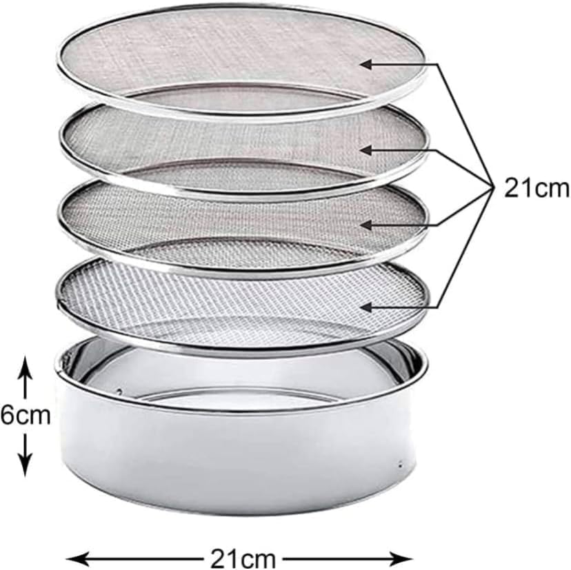 Premium Stainless Steel Multi-Mesh Sieve Set 4 in 1 | Interchangeable Fine to Coarse Filters | Atta, Spices, Herbal Powder, Coffee, Oil, Soil & DIY Use