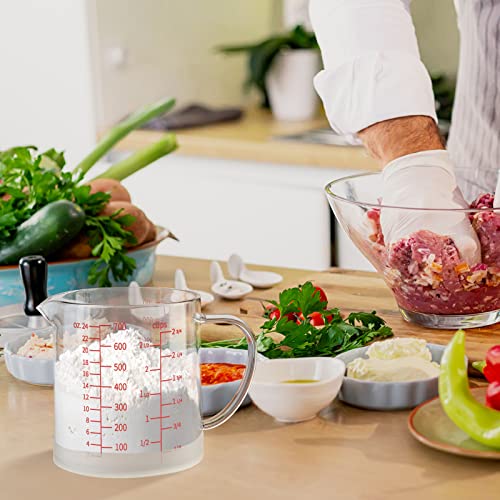 77L Glass Measuring Cup, 2 3/4-Cup/700 ML Liquid Measuring Cups, Measuring Cup With Handle and V-Shaped Spout, Glass Beaker with Three Scales (OZ, Cup, ML), Dishwasher/Freezer/Microwave Safe - size: 2 3/4 Cup / 700 mL