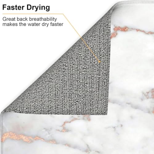 White Marble Rose Gold Dish Drying Mat for Kitchen Counter, Absorbent Microfiber Drainer Mats, Non-slip Kitchen Draining Mat for Coffee Machine Dish Rack Pad 18"x16" Dish Drainer Pad - color: White Marble Rose Gold